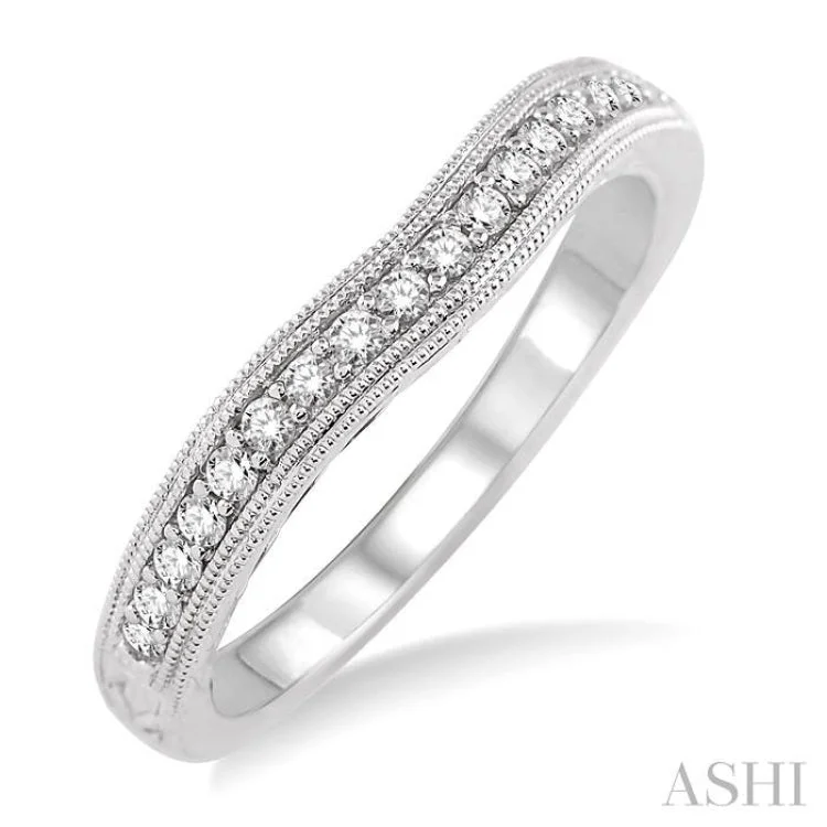 1/5 Ctw Round Cut Diamond Wedding Band in 14K White Gold