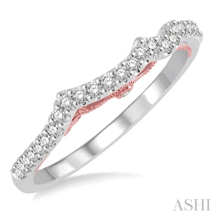 1/8 Ctw Round Diamond Wedding Band in 14K White and Rose Gold