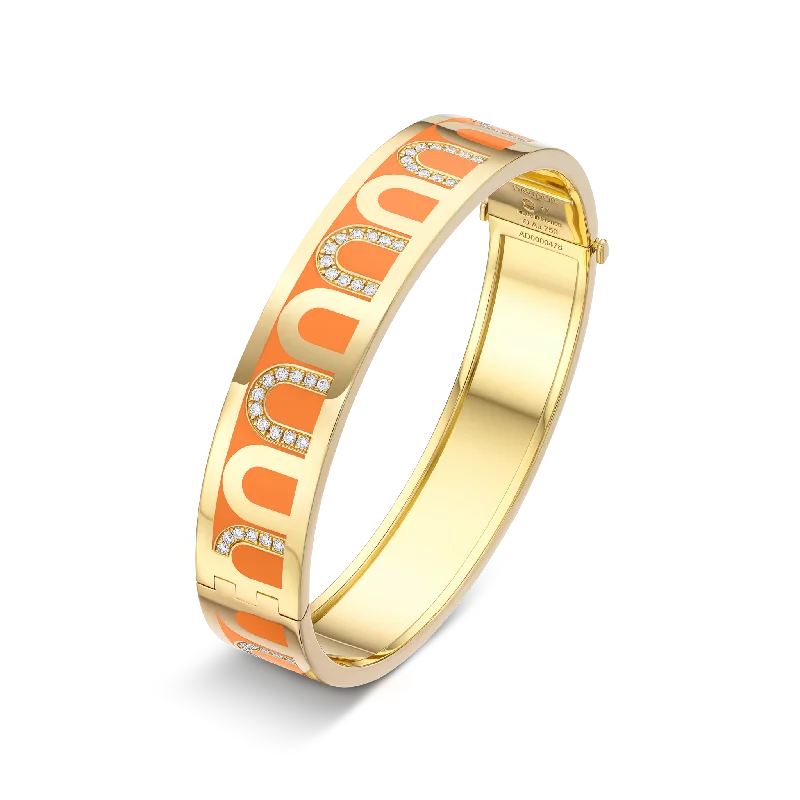 L’Arc de DAVIDOR Bangle GM, 18k Yellow Gold with Lacquered Ceramic and Colonnato Diamonds