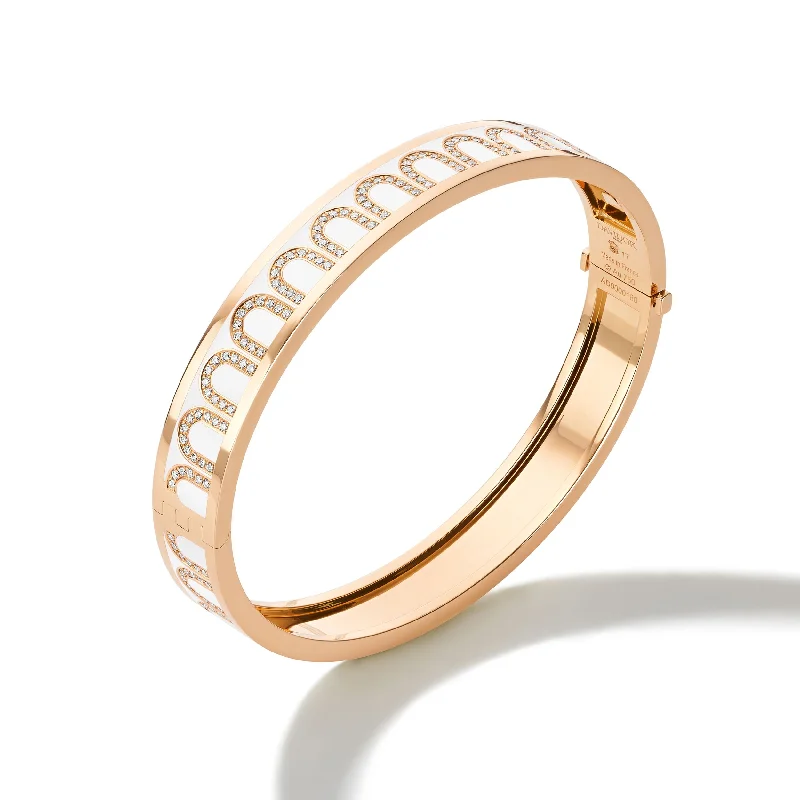 L'Arc de DAVIDOR Bangle MM, 18k Rose Gold with Lacquered Ceramic and Arcade Diamonds