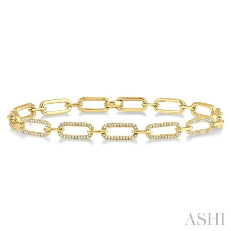 1 ctw Round Cut Diamond Paper Clip Bracelet in 14K Yellow Gold