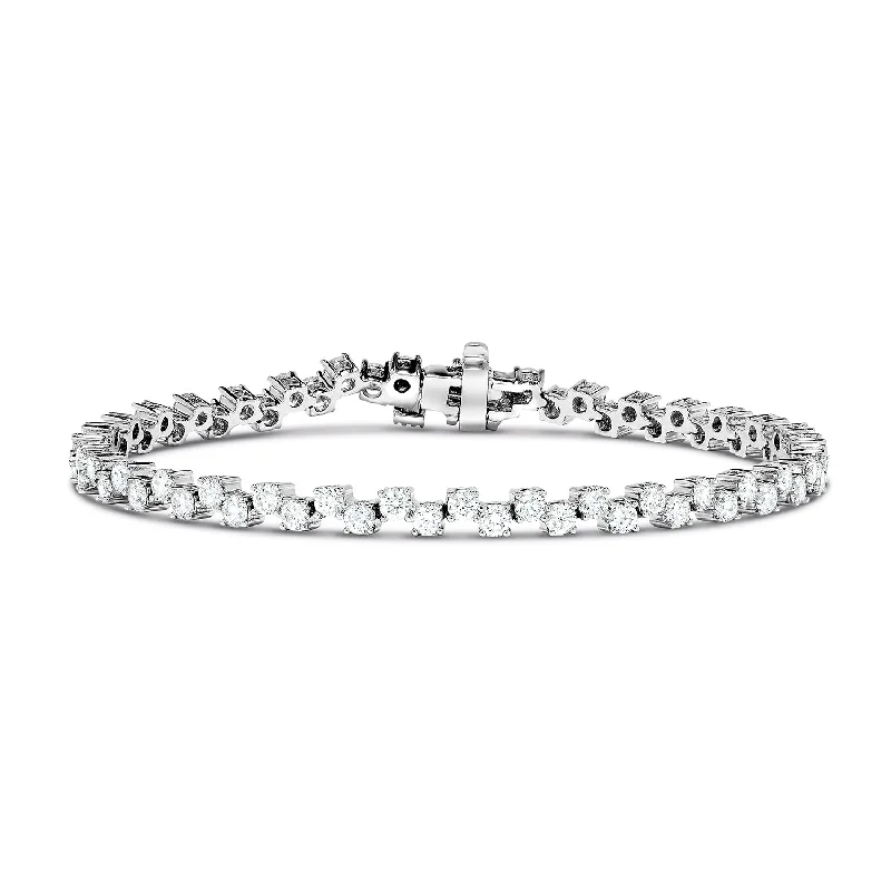 Sabel Collection 18K White Gold Round Diamond Zig-Zag Tennis Bracelet