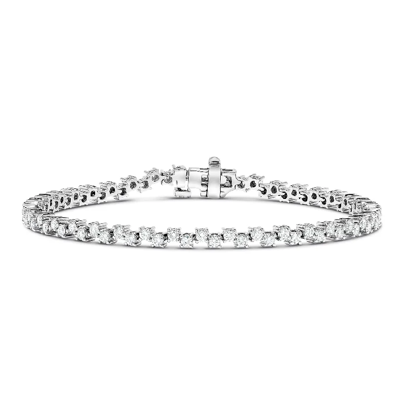 Sabel Collection 18K White Gold Round Diamond Zig-Zag Tennis Bracelet