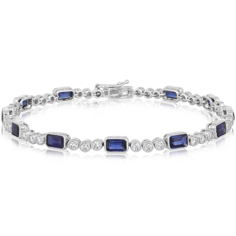 7'' Blue Sapphire & Diamond Bracelet