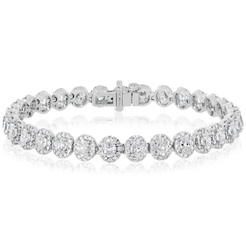 7.30 Carat Oval Halo Diamond Bracelet