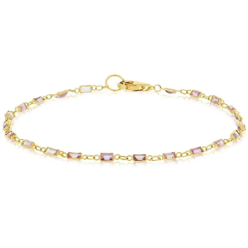 Baguette Pink Sapphire Station Bracelet