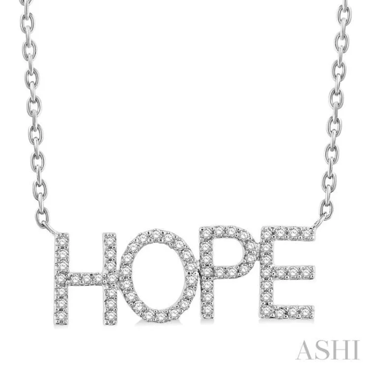 1/5 Ctw 'Hope' Block Round Cut Diamond Necklace in 10K White Gold