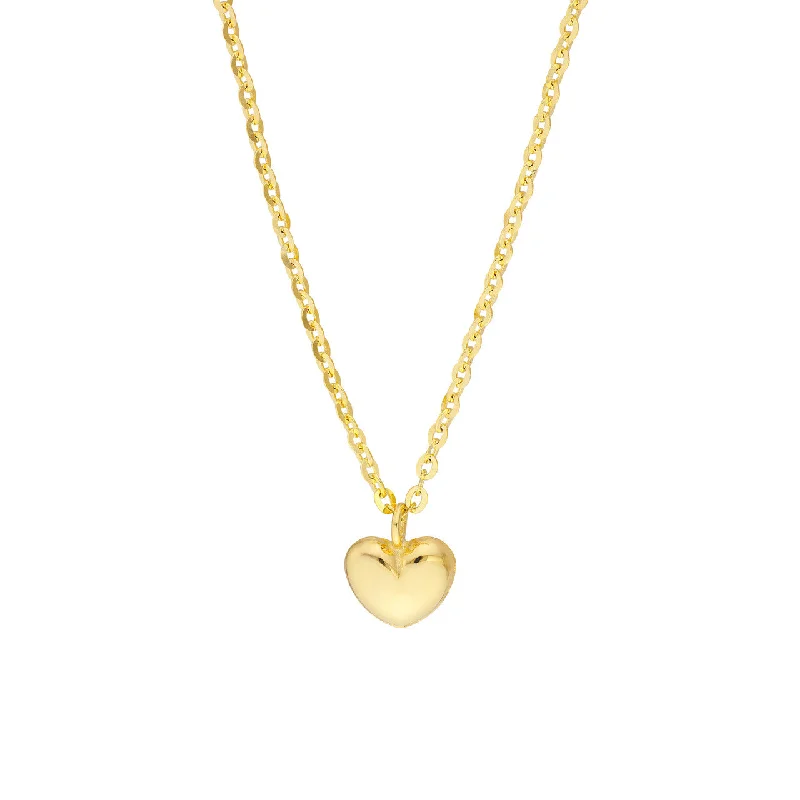 Child 14K Yellow Gold Mini Puff Heart Necklace