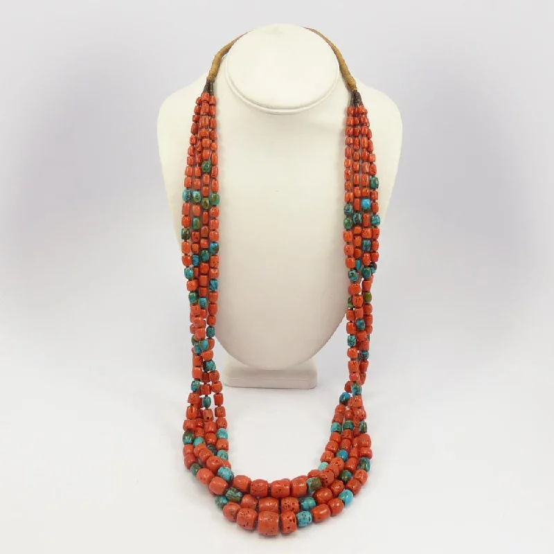 Coral and Turquoise Bead Necklace