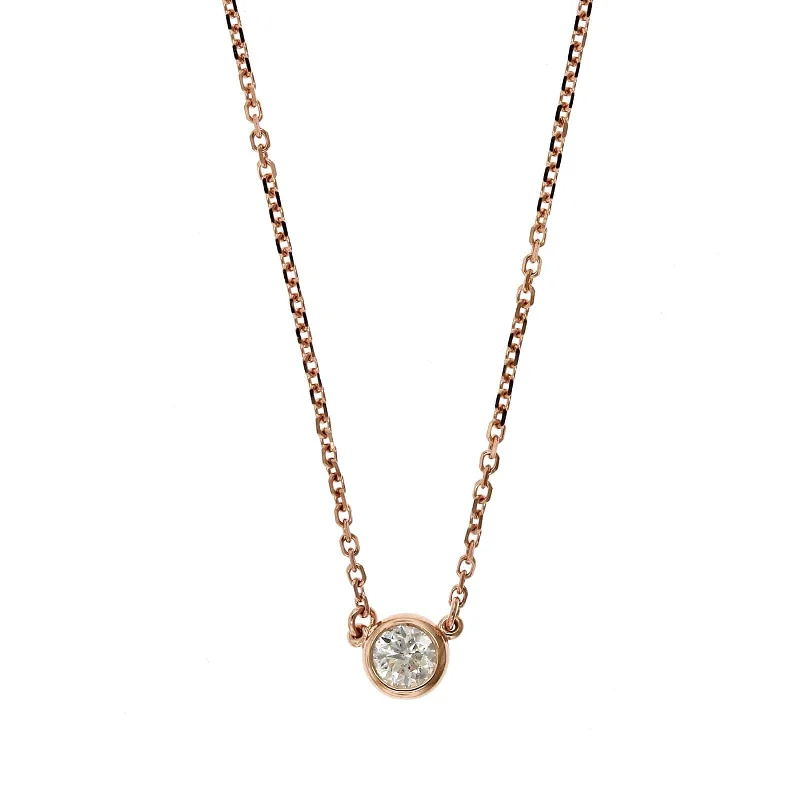 14K Rose Gold Diamond Bezel Necklace