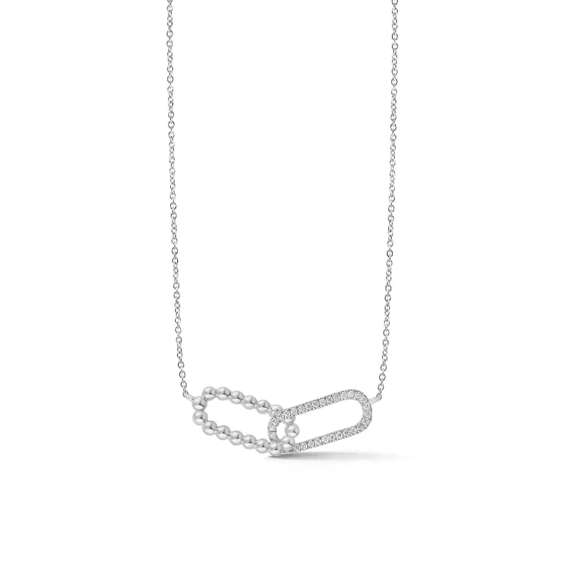 14K White Gold Poppy Rae Interlocking Diamond Link Necklace