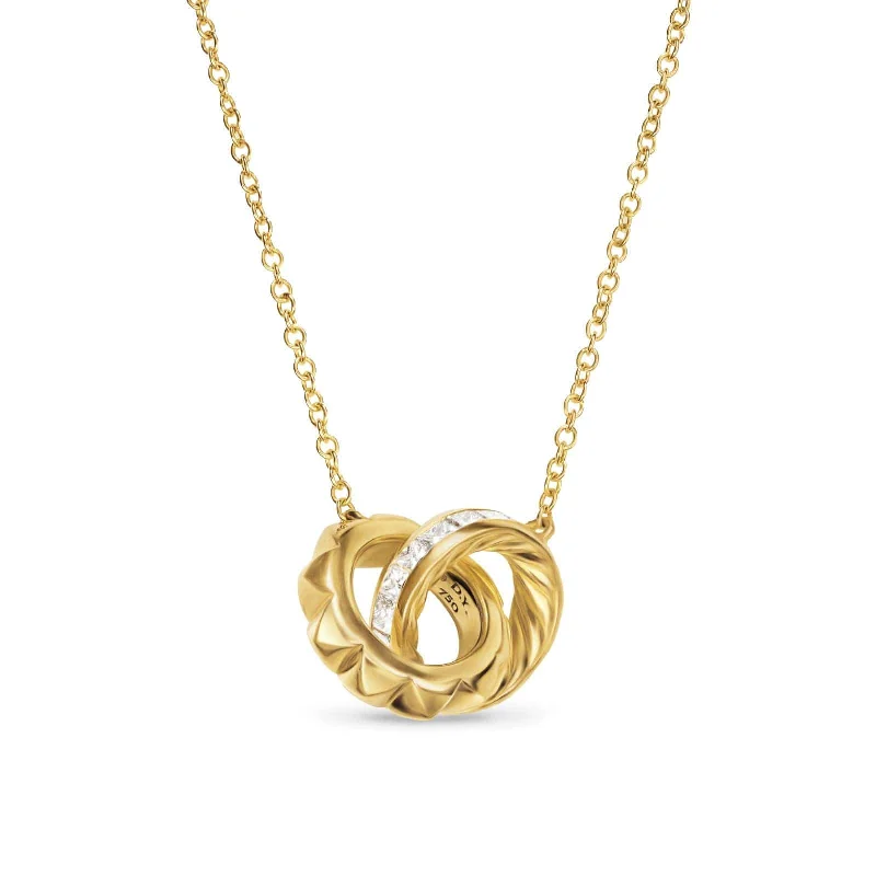 Crossover Trio Chain Necklace 18K Yellow Gold with Diamonds, 18.5mm