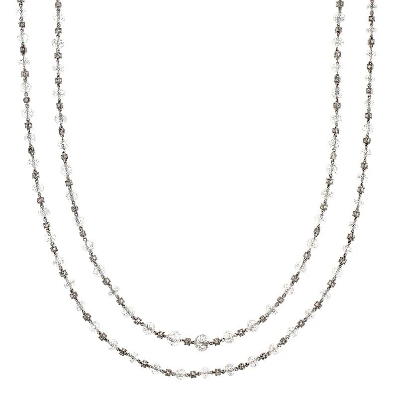 Platinum Diamond Briolette Bead Chain Necklace