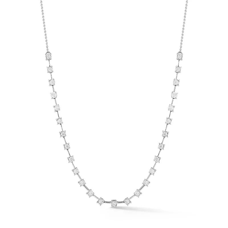 14K White Gold Ava Bea Interval Diamond Tennis Necklace