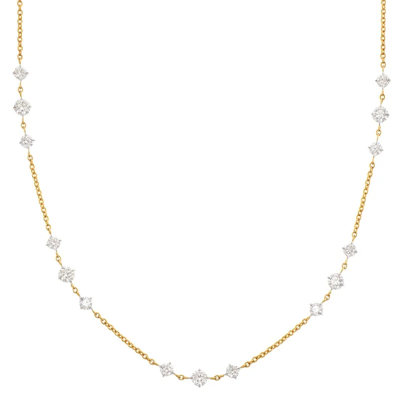 18K Yellow Gold and Platinum Diamonds By The Yard Necklace