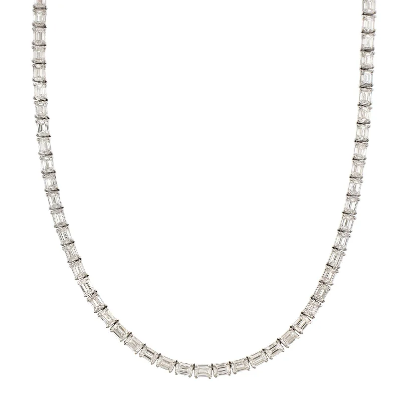 18K White Gold Diamond Line Necklace