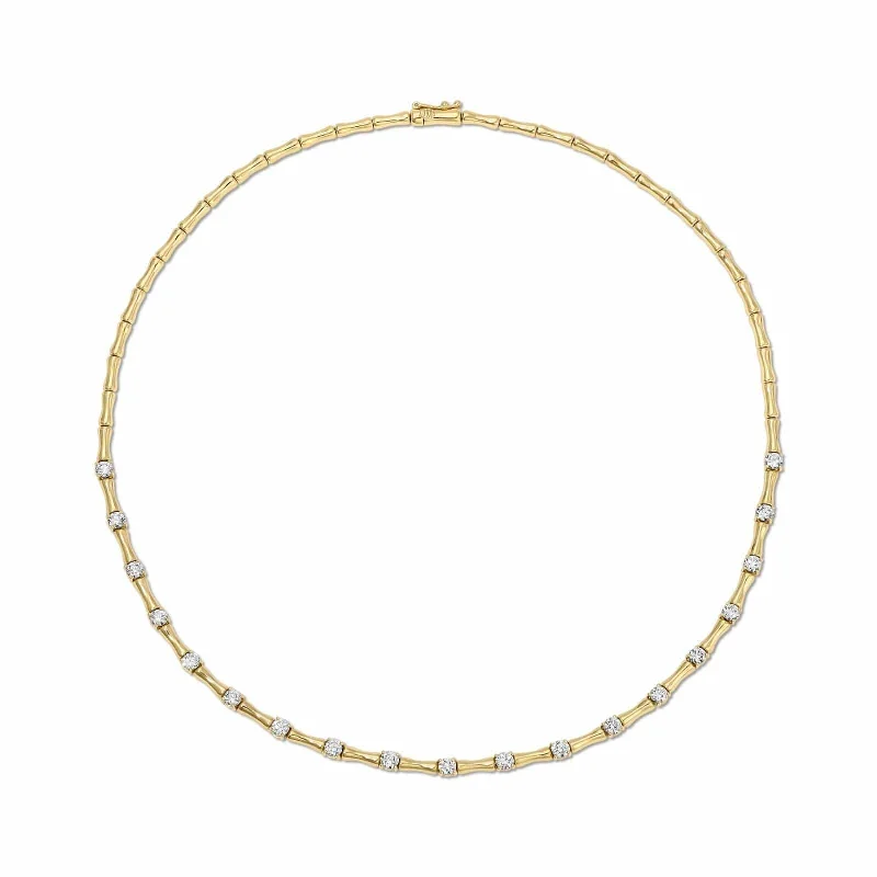 Anita Ko 18K Yellow Gold Diamond Bamboo Necklace