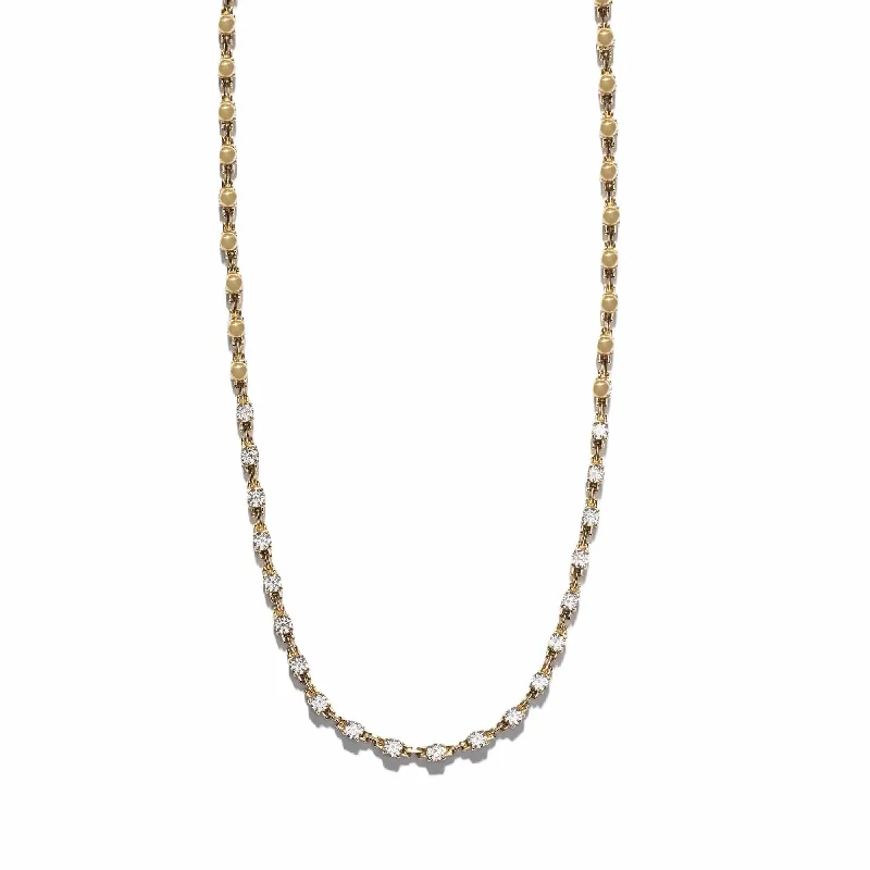 18K Yellow Gold Pirouette Large Diamond Tennis Necklace