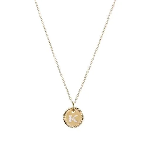 "K" Pendant with Diamonds in Gold on Chain