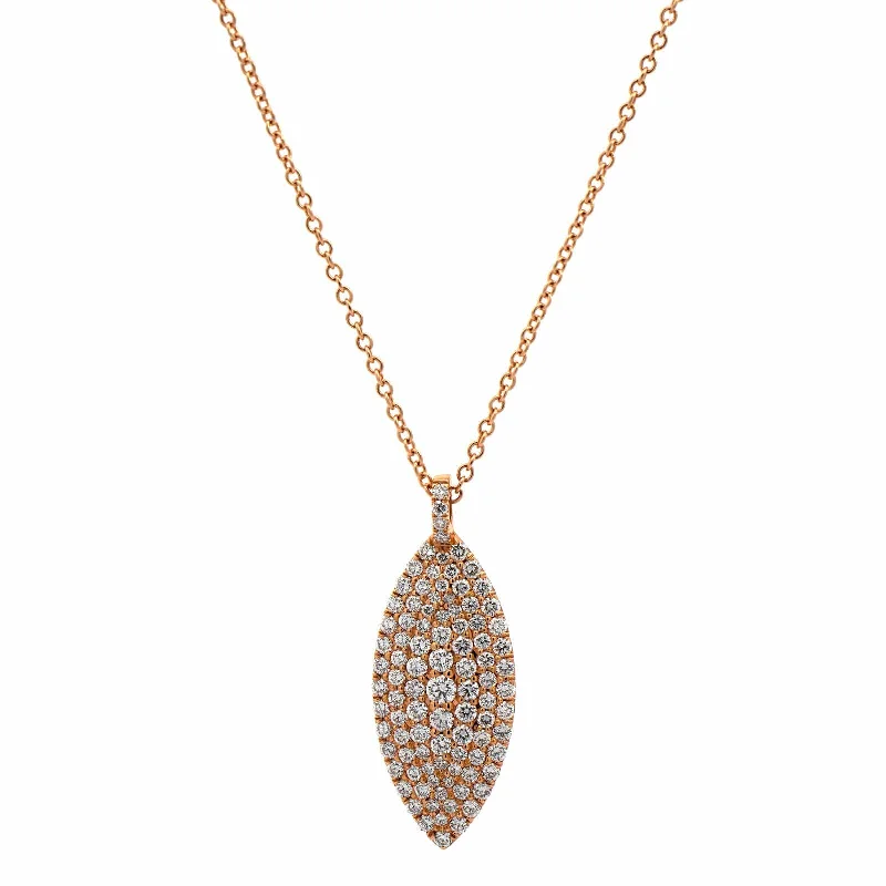 18K Rose Gold Marquise Pave Diamond Pendant Necklace