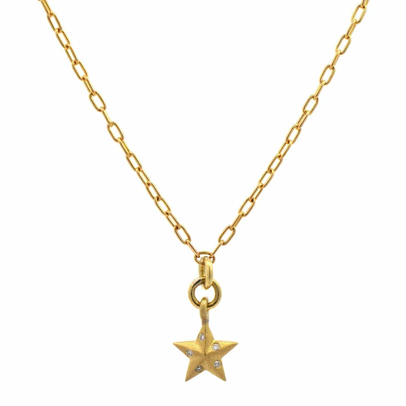 18K Yellow Gold Diamond Star Pendant