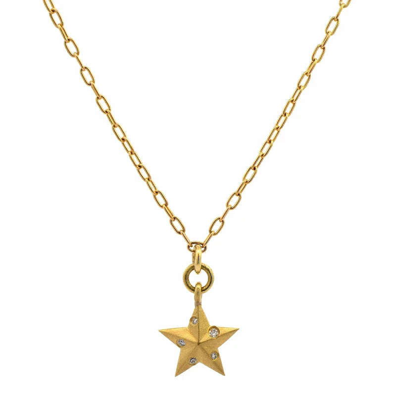 18K Yellow Gold Diamond Star Pendant