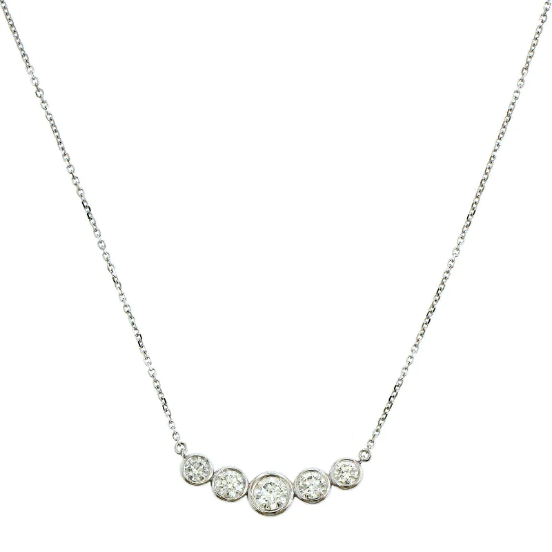 14K White Gold Graduated Diamond Necklace