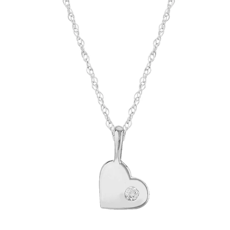 14K White Gold Diamond Heart Pendant