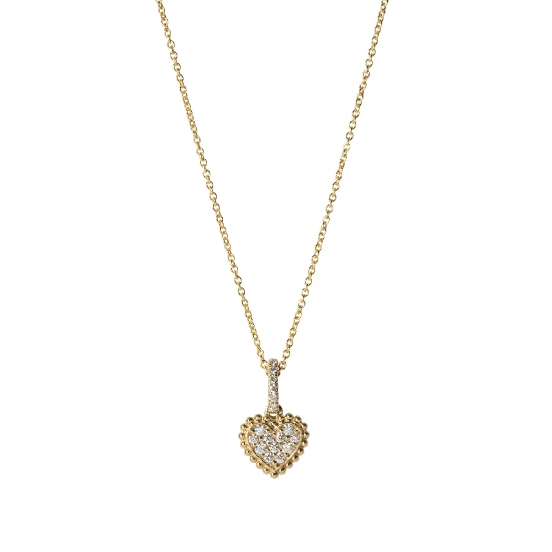 Diamond 14K Yellow Gold Beaded Heart Pendant Necklace