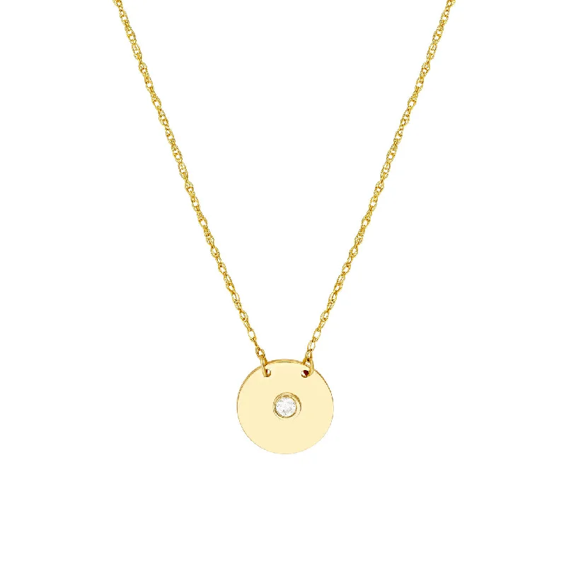 Diamond 14K Yellow Gold Disk Necklace