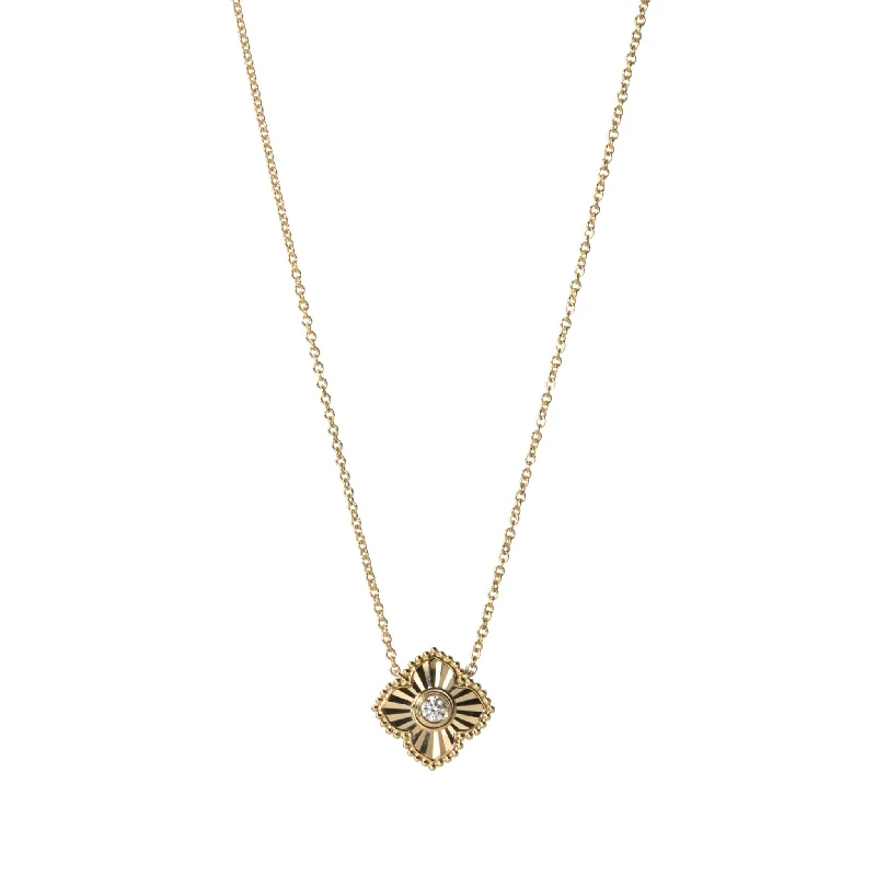 Diamond 14K Yellow Gold Fluted Quatrefoil Pendant Necklace