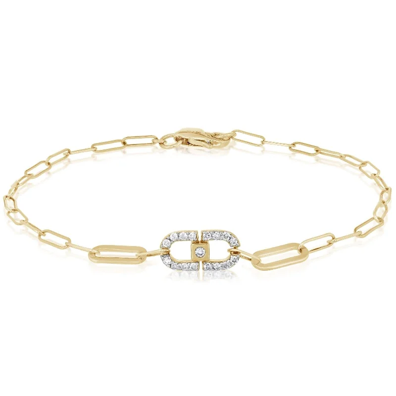 Diamond Buckle Motif Paperclip Chain Bracelet