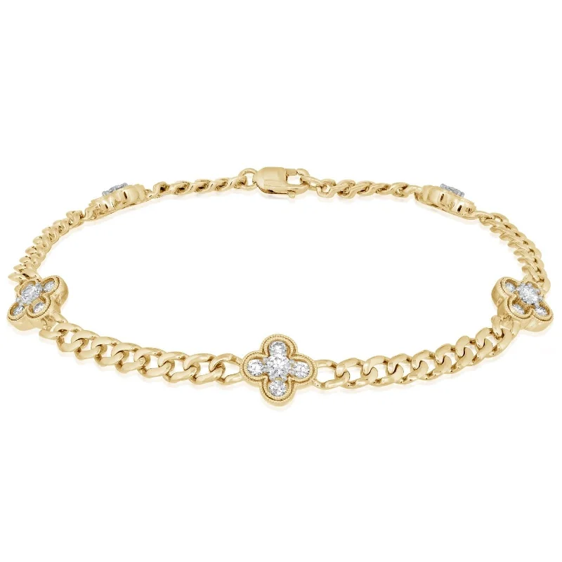 Diamond Quatrefoil Bezel Station Bracelet