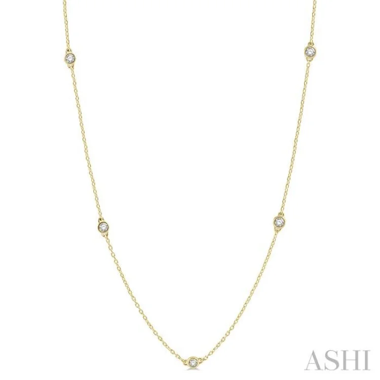 1/3 Ctw Round Cut Diamond Fashion Necklace in 14K Yellow Gold