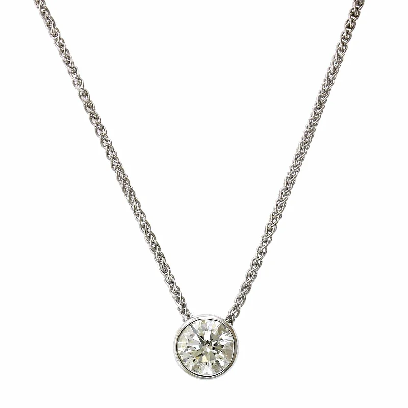 18K White Gold Bezel Set Diamond Pendant