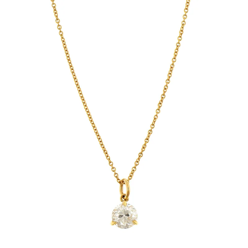 18K Yellow Gold Diamond Pendant Necklace