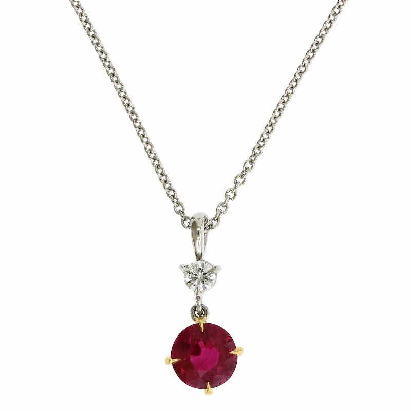 Platinum Ruby and Diamond Pendant