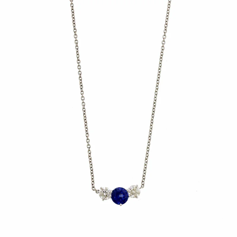 Platinum Sapphire and Diamond Pendant Necklace