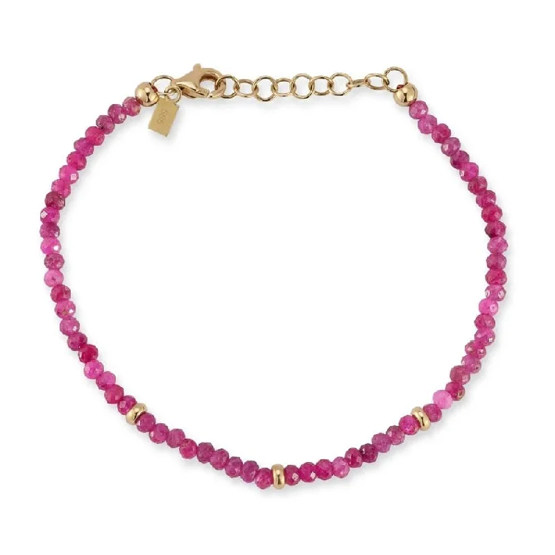 EF COLLECTION Ruby Birthstone Bead Bracelet