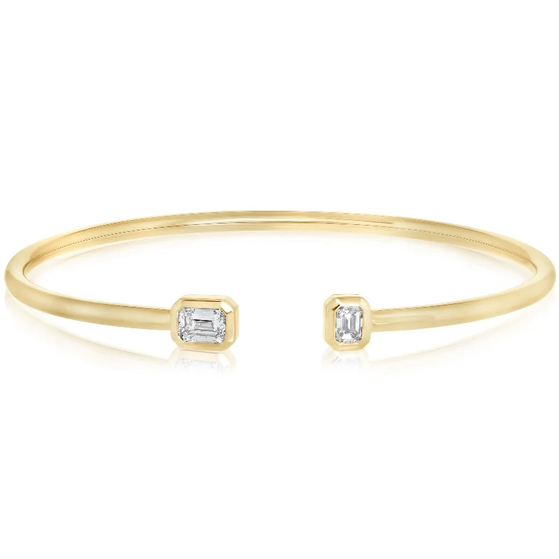 Emerald Cut Diamond Cuff Bracelet