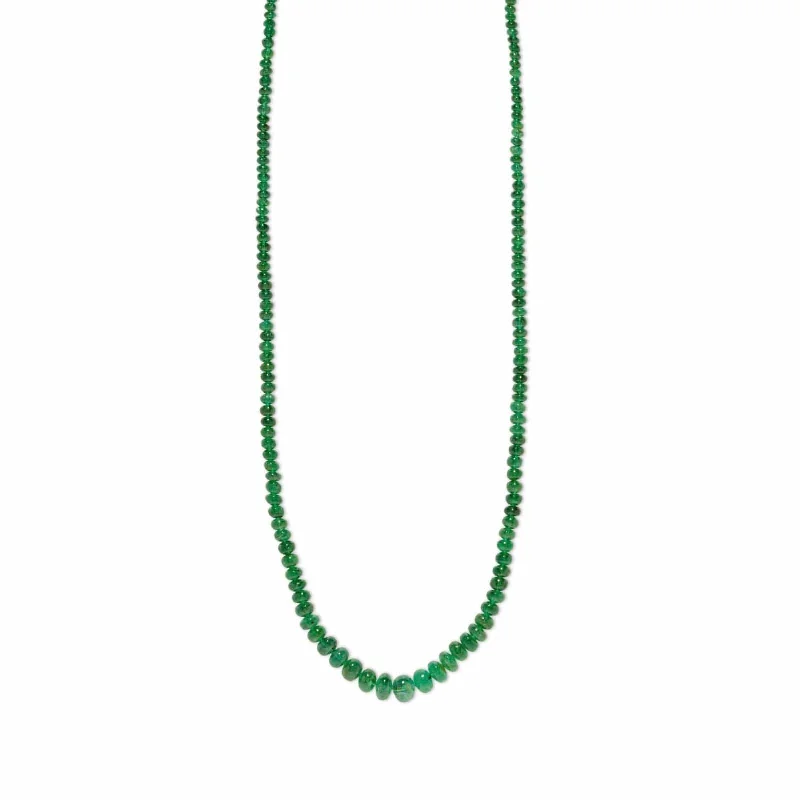 18K Yellow Gold Emerald Bead Necklace