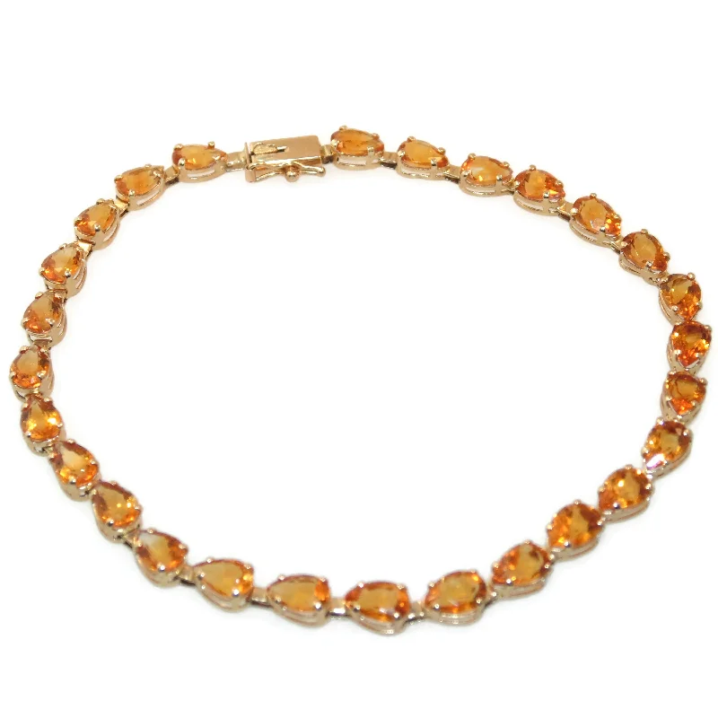 Estate 14k Yellow Gold Tear Shaped Citrine Tennis Bracelet