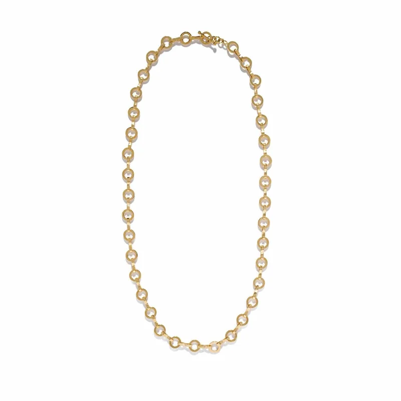 18K Yellow Gold Heavy Circle Link Smooth Chain Necklace