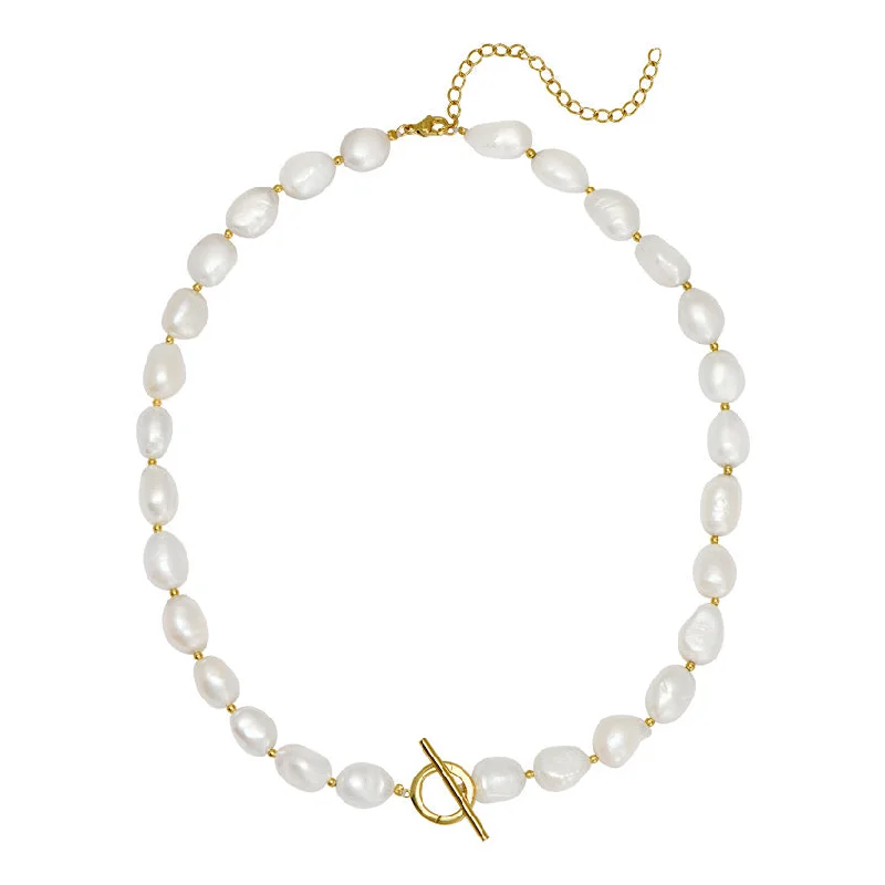 Goldbug Freshwater Pearl Toggle Charm Necklace