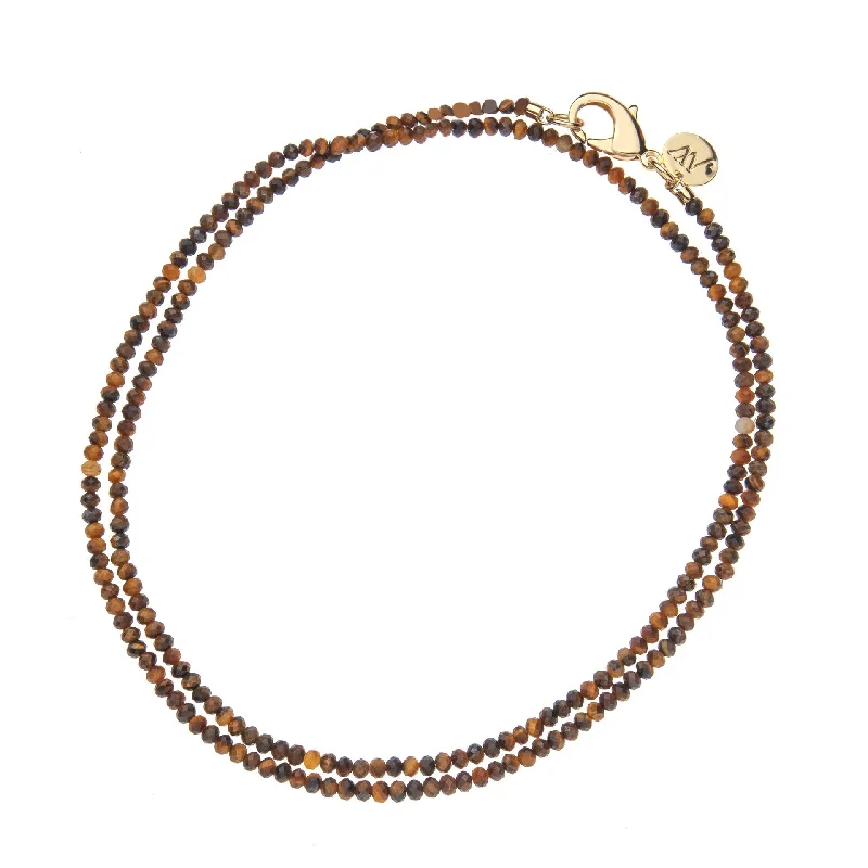 Jane Win Double Wrap Diamond-Cut Tiger's Eye Beaded Necklace