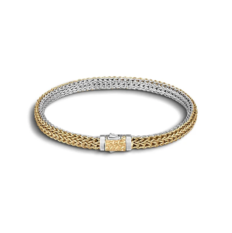 John Hardy Classic Chain Sterling Silver and 18K Yellow Gold Extra-Small Reversible Bracelet