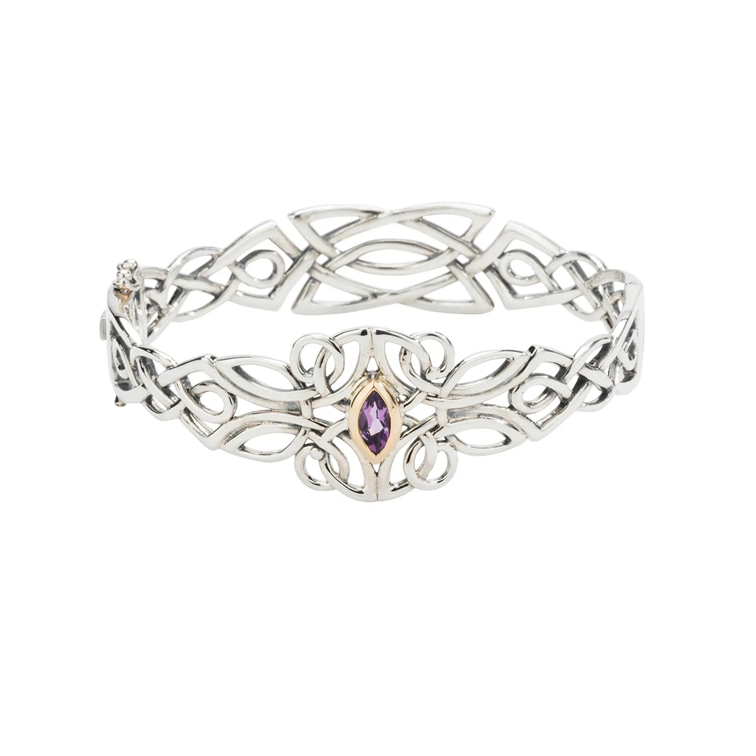 Keith Jack Sterling Silver + 10k Amethyst Guardian Angel Bangle