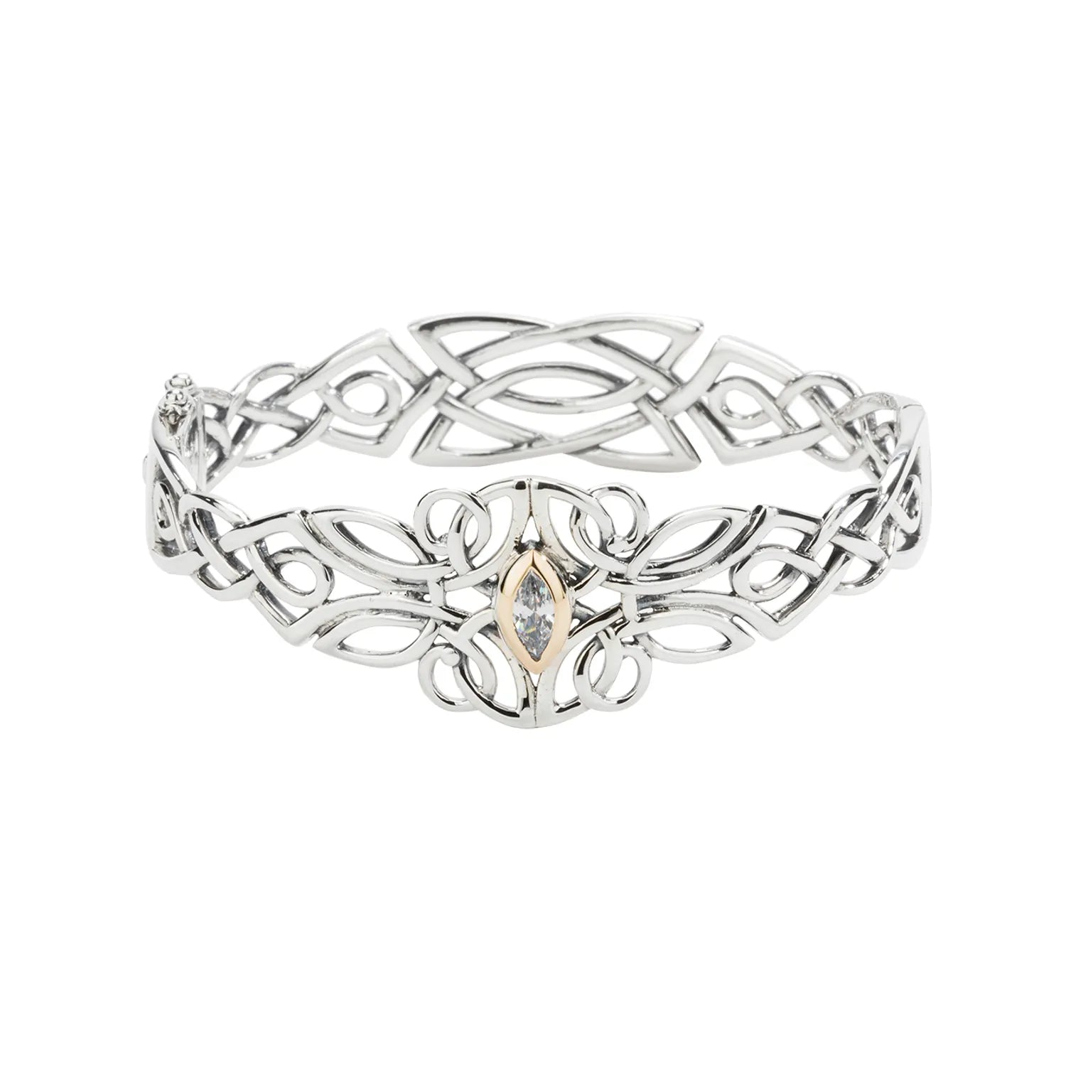 Keith Jack Sterling Silver + 10k CZ Guardian Angel Bangle