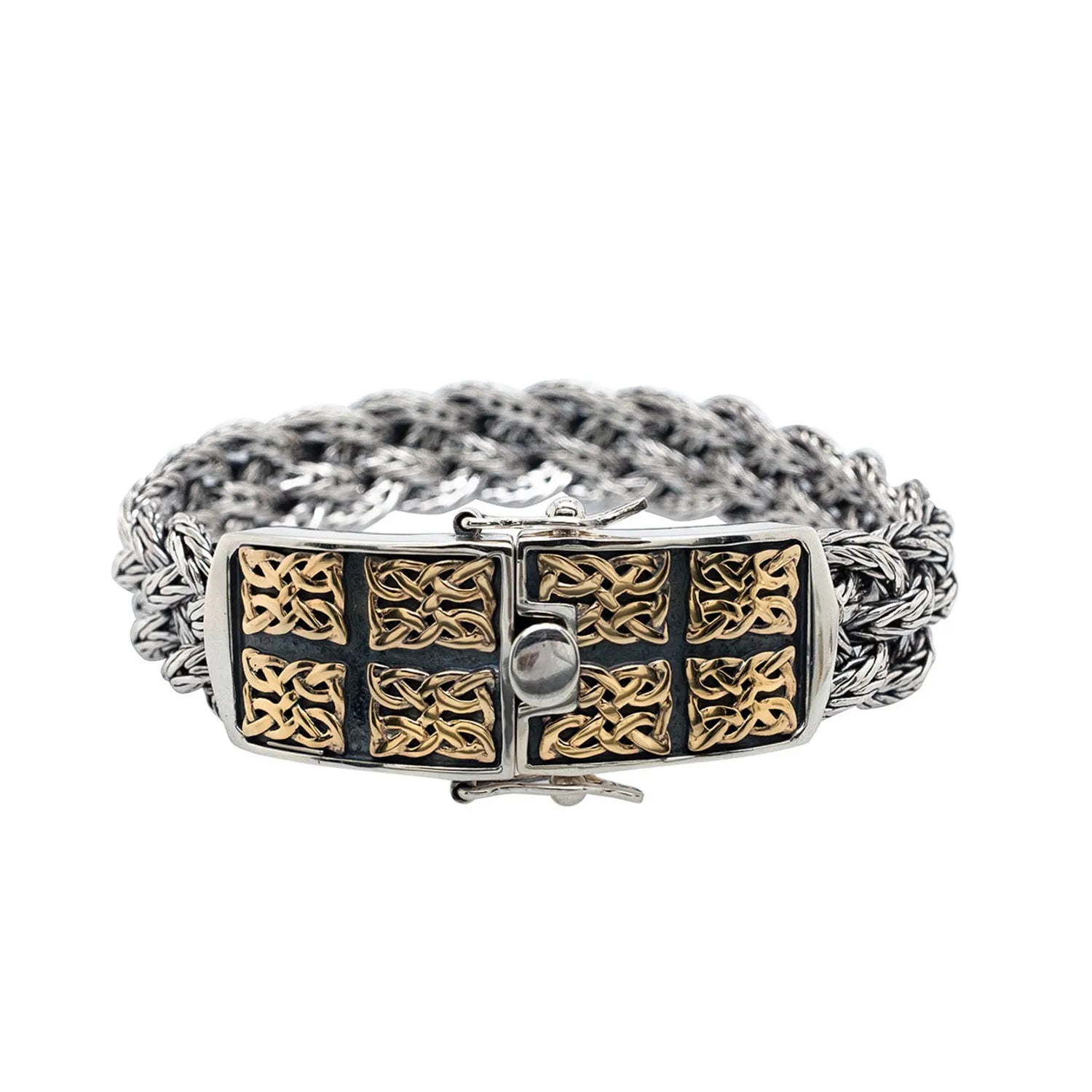 Keith Jack Sterling Silver + 10k Norse Forge Dragon Weave Bracelet