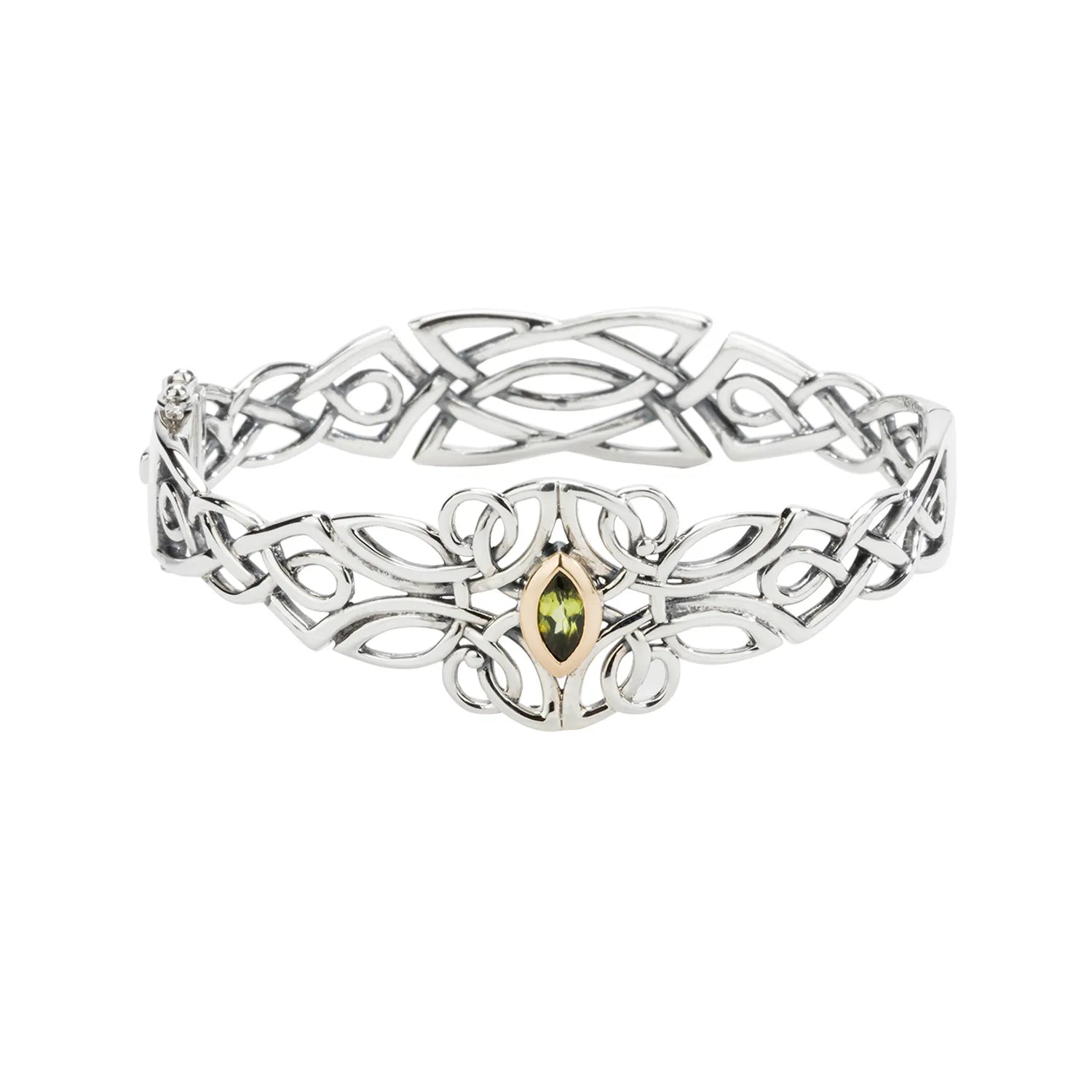 Keith Jack Sterling Silver + 10k Peridot Guardian Angel Bangle